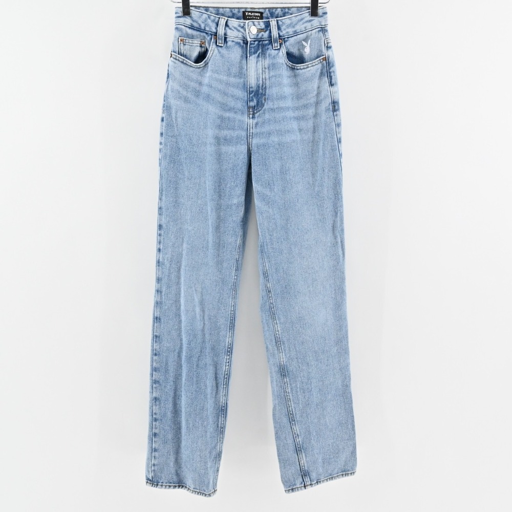 Playboy X Pacsun Slash Mom Jeans Size 25 Distressed Rainbow Paint‎ Pocket Pride